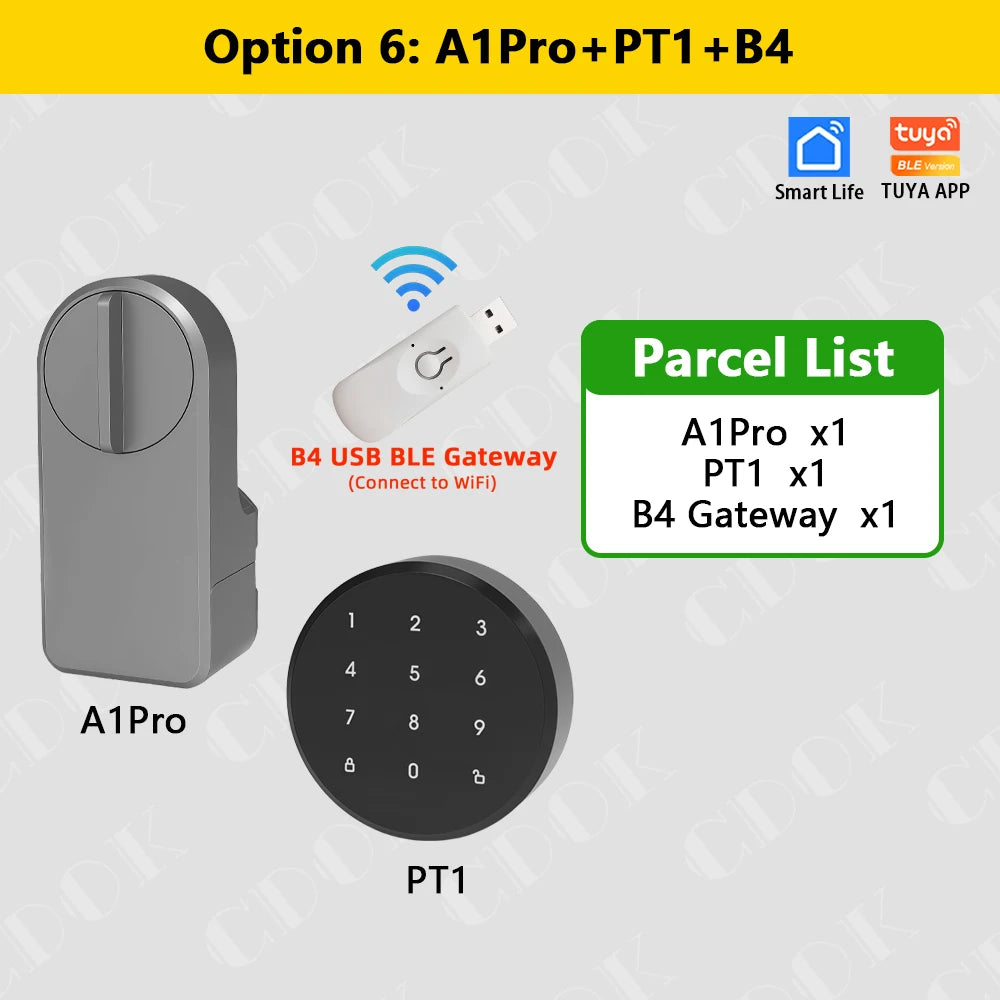 CDOK A1Pro Tuya Bluetooth Smart Lock Is Installed on the Traditional Door Lock Manual Knob to Achieve Smart Unlocking