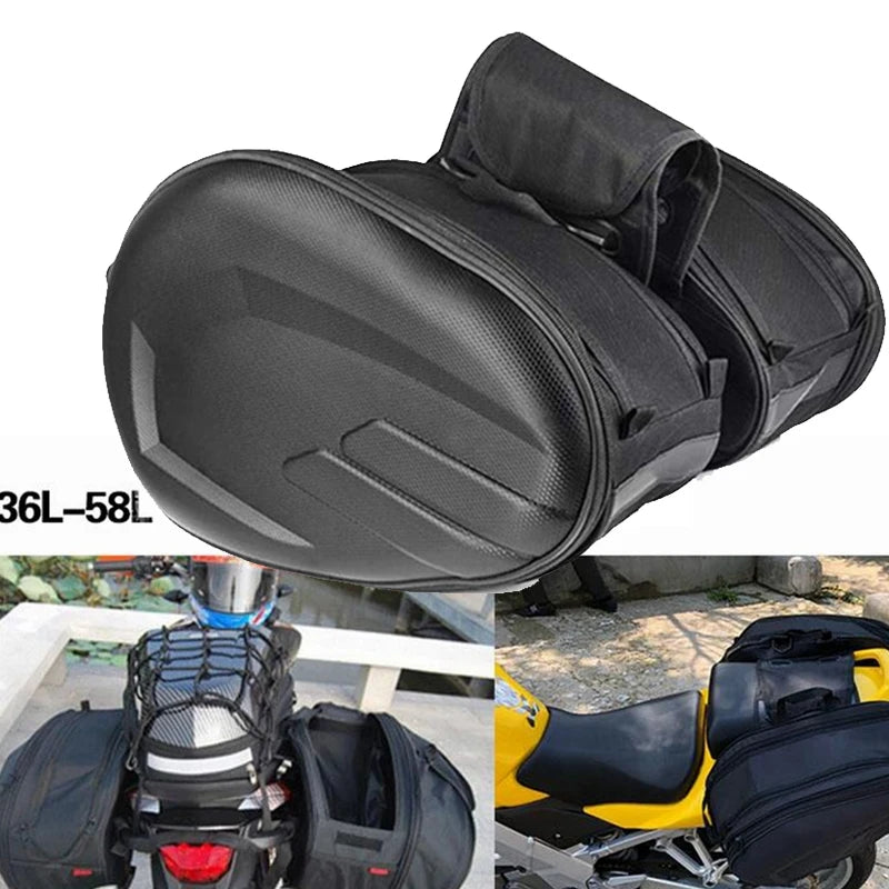 Expanderbara sidoväskor för motorcykel – modell 9001, svart