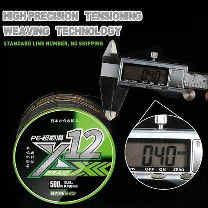 X12 Carp Fishing Line 300M 500M 1000M 12 Strands Braided Japan Multifilament PE Wire Super Strong Durable Smooth Tackle