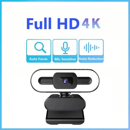 USB-webbkamera med mikrofon och utfyllnadsljus – 2K/4K-val