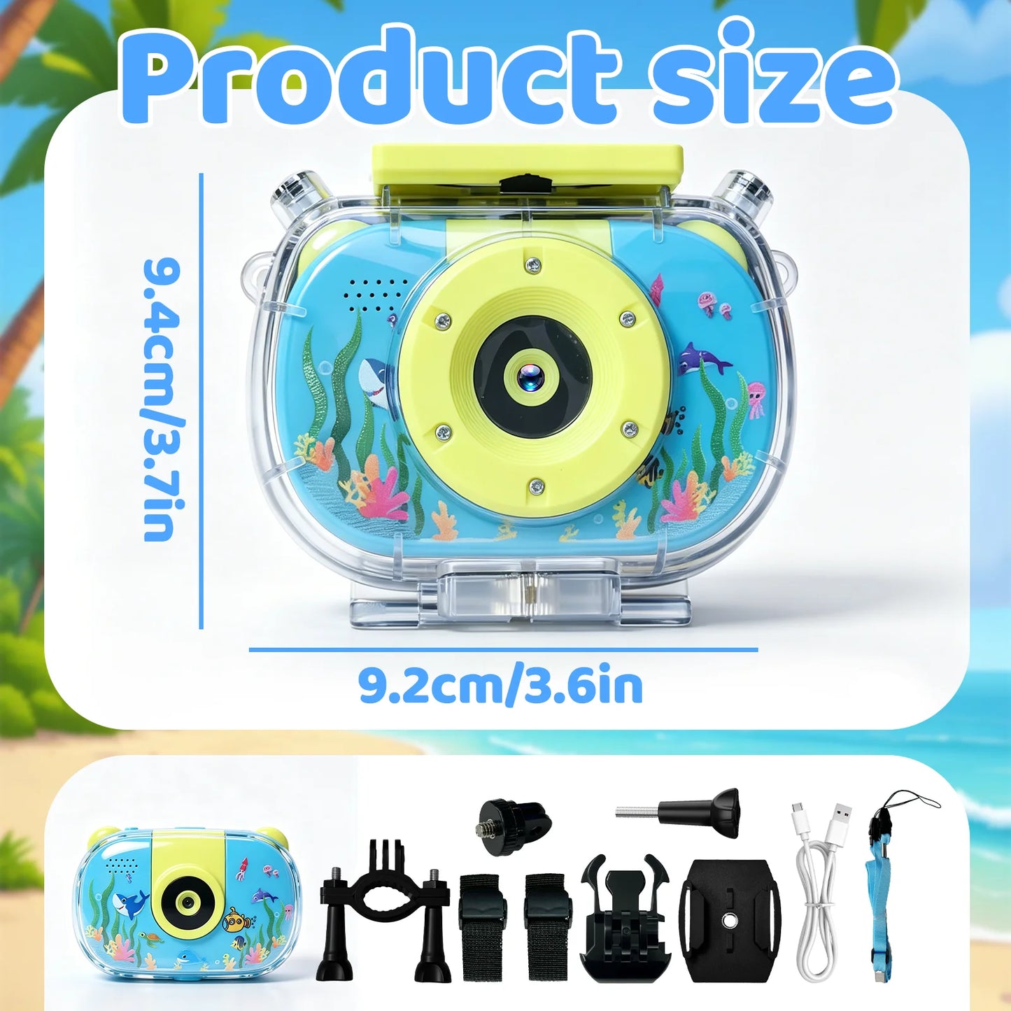 Kids Waterproof Camera Underwater Digital 1080P with 10X Digital Zoom Child-Friendly Screen Waterproof Digital Photography