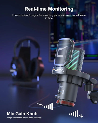 Cardioid Condenser Wired USB Microphone with RGB lights for Gaming, Podcasting, Music creation and PS4/5 Ejoy Uni A Uni D