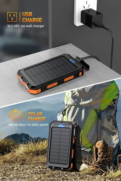 2026 New 200000mAh High Capacity Solar Power Bank Fast Charging USB-A/USB-C for IOS Android Portable Charger