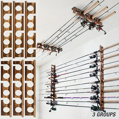 1pair Fishing Rod Holders Up to 6 Rods Fishing Pole Rod Racks Wall or Ceiling Mounted Fishing Pole Rod Holder for Garage Storage