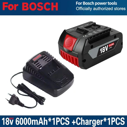 Kompatibelt Batteri för Bosch 18V – 6,0Ah Li-Ion BAT609 BAT618 BAT620 GSR GBH GWS 1–4 Batterier + Laddare