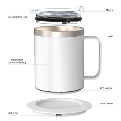 Self Heating Coffee Mug USB Powered Heated Cup with Temperature Control 131℉ Electric Coffee Mug Warmer for Desk Heated Mug