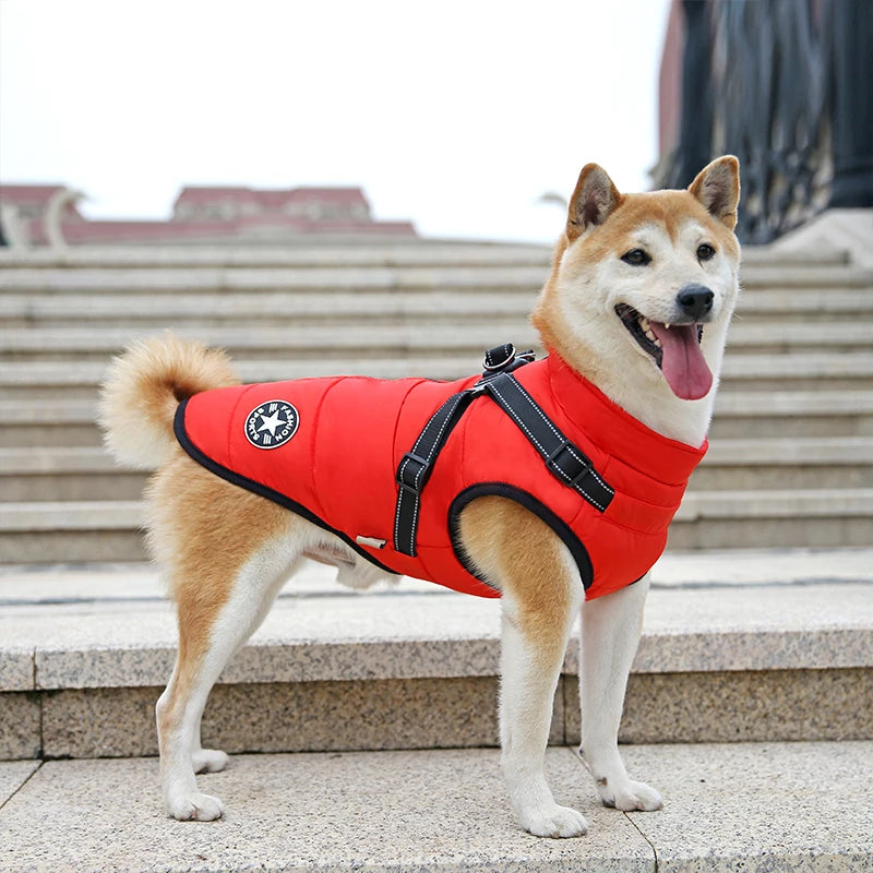 Waterproof Warm Dog Jacket Vest Winter Dog Clothes With Harness French-Bulldog Coat Pet Costume for Small Large Dogs Chihuahua