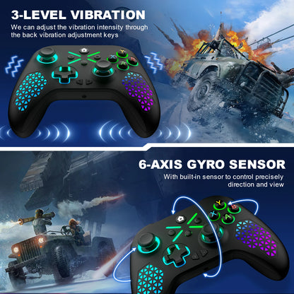 RGB Trådlös Xbox Handkontroll – Hall Effect 6-axlig Gyro Dubbel Vibration TURBO 3,5mm Xbox One/Series X|S/PC/Android