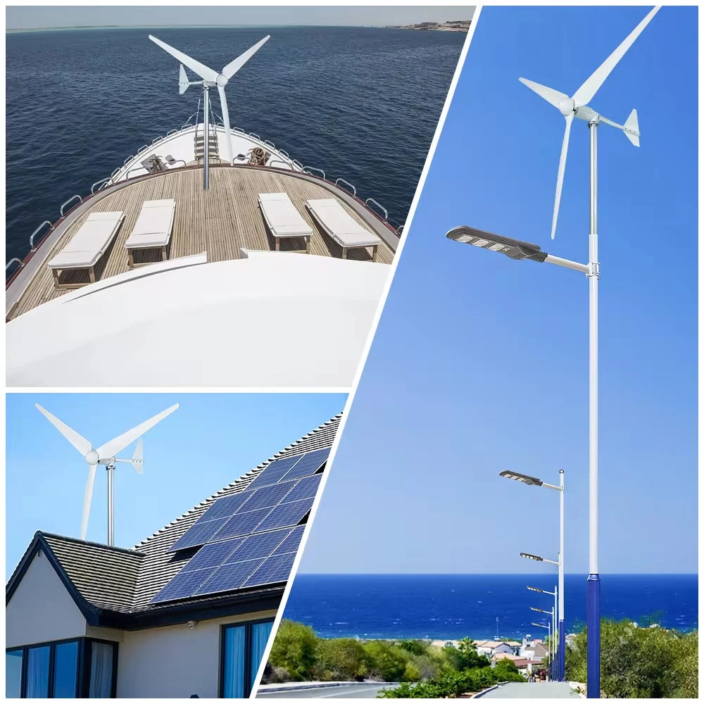 REAL POWER Horisontell Vindturbin 1kW/2kW – Nätansluten Inverter eller MPPT Hybrid Off-Grid Hushåll