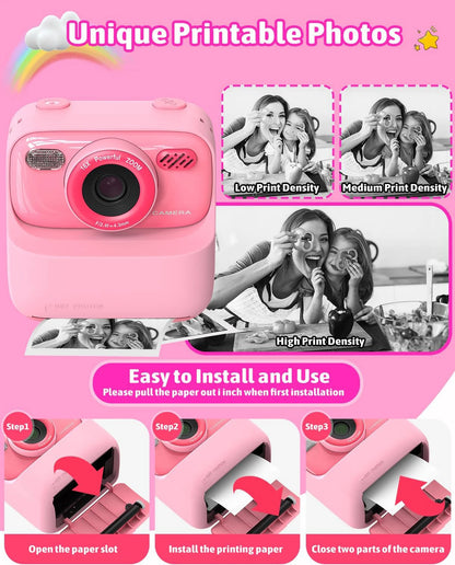 Children Digital Camera Photography Instant Camera 1080P HD Dual Lens Kids Video Recorder Toys for Girls Boys Best Birthday Gift