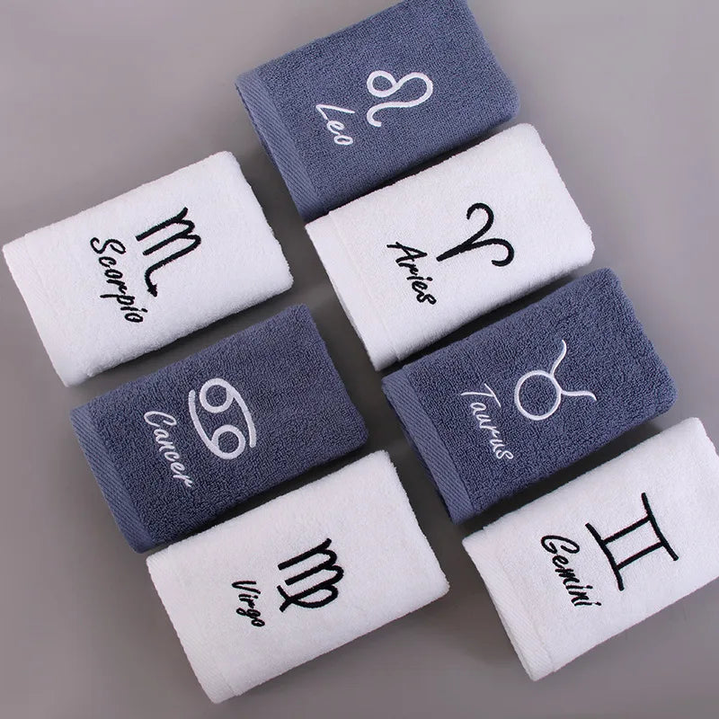 12 Constellation Letters Towel Embroidery Cotton Absorbent Quick Dry Lovers Gift Thickened Sport Soft fashion Face Towel 35x75cm