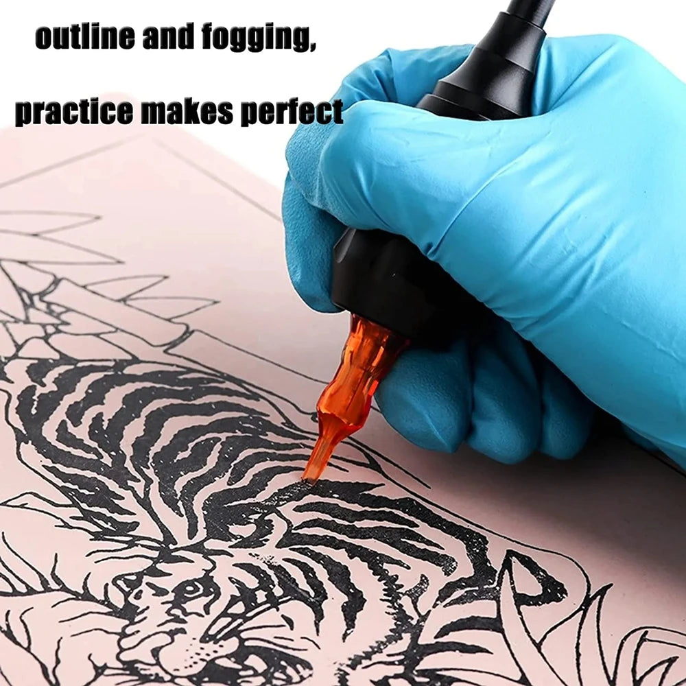 Tattoo Practice Skin and Tattoo Transfer Paper Kit Double Sided Fake Skin with Stencil Paper Set Permanent Makeup Tattoo Supply