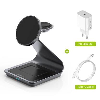 BONOLA 3-i-1 trådlös laddstation för iPhone, Apple Watch och AirPods