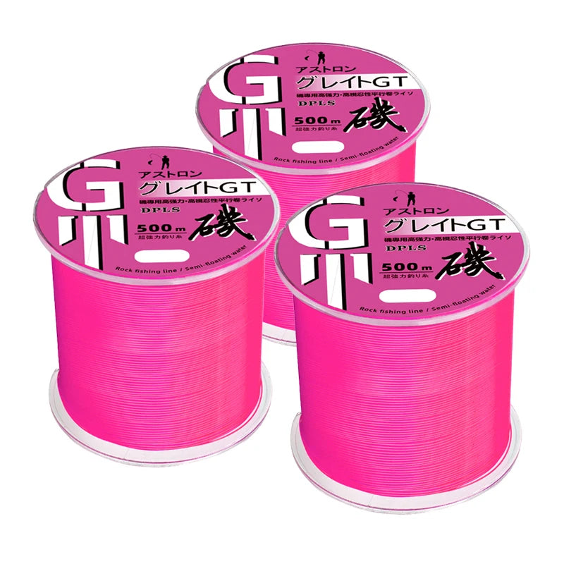 REDTOMATO 500M Pink Half-floating Drift Fishing Lines Monofilament Nylon Fishing-Line Resistance Super Strong Fishing Accessory