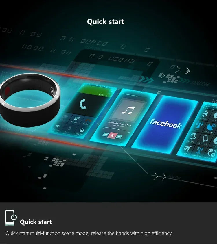 Fashion NFC Control Smart Ring New Electronic Bluetooth Ring Solar Ring IC Rewritable Analog Access Card Tag Key Ip68 Waterproof