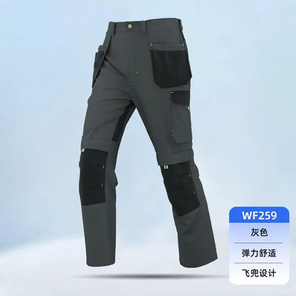 Spring And Autumn Elastic Work Pants Repair Workshop Wear Resistant Reinforced Multi Pocket Welding Pants