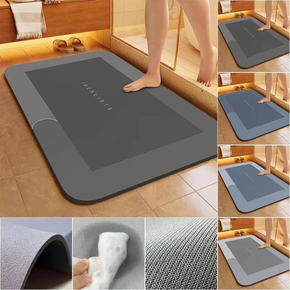 Diatomaceous Earth Bath Mat Ultra Absorbent Non Skid Rapid Drying Soft Floor Mat for Bathroom Shower Laundry Bedroom Kitchen RV