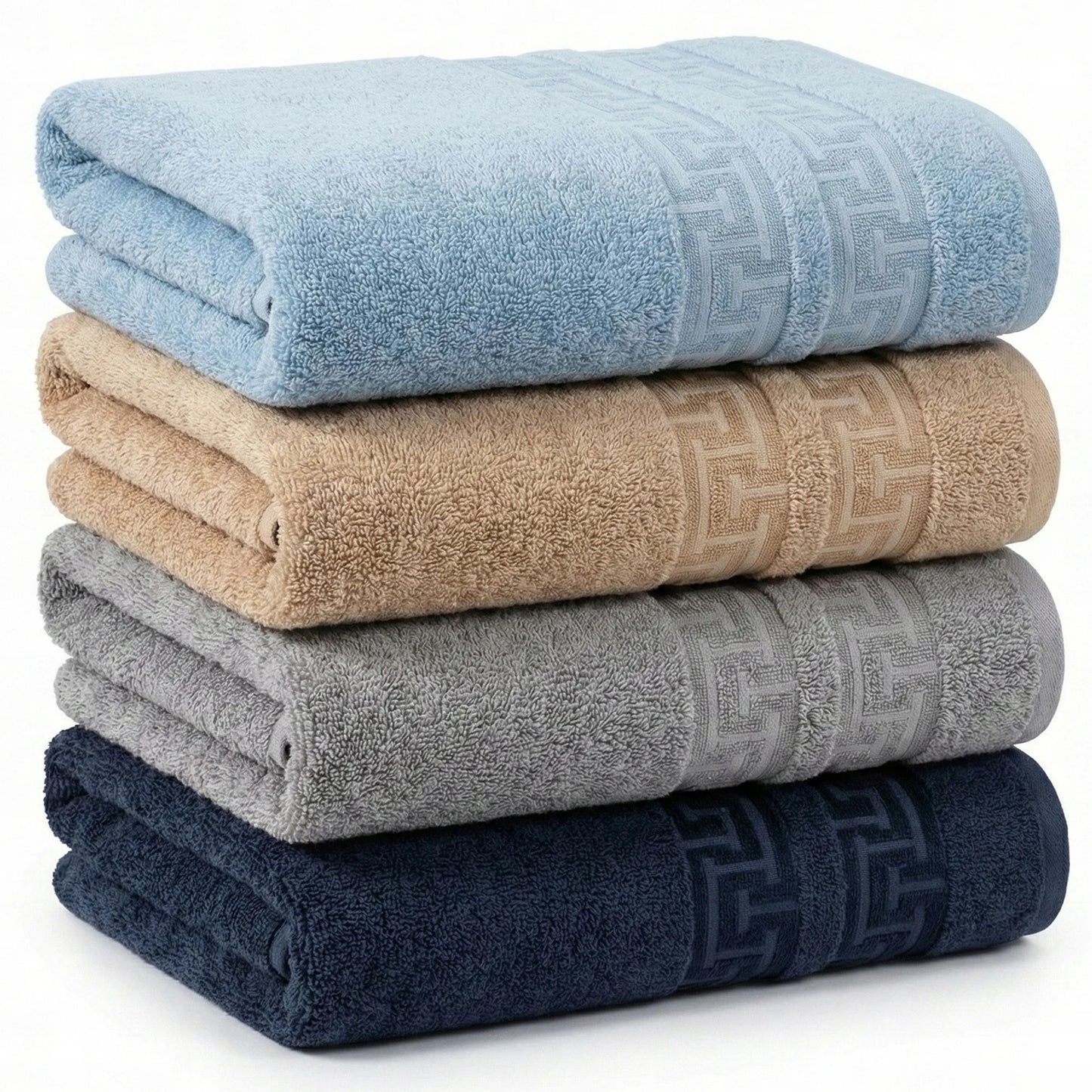 Bath Towel Set 4 Pcs 50 X 100 Cm 100 Percent Cotton Absorbent Beige Gray Soft Home Modern Practical Everyday Bathroom Accessory Simple Household Cotton Textile Cozy Comfortable Home Interior Multi Piece Family