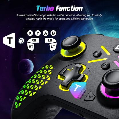 RGB Trådlös Xbox Handkontroll – Hall Effect 6-axlig Gyro Dubbel Vibration TURBO 3,5mm Xbox One/Series X|S/PC/Android