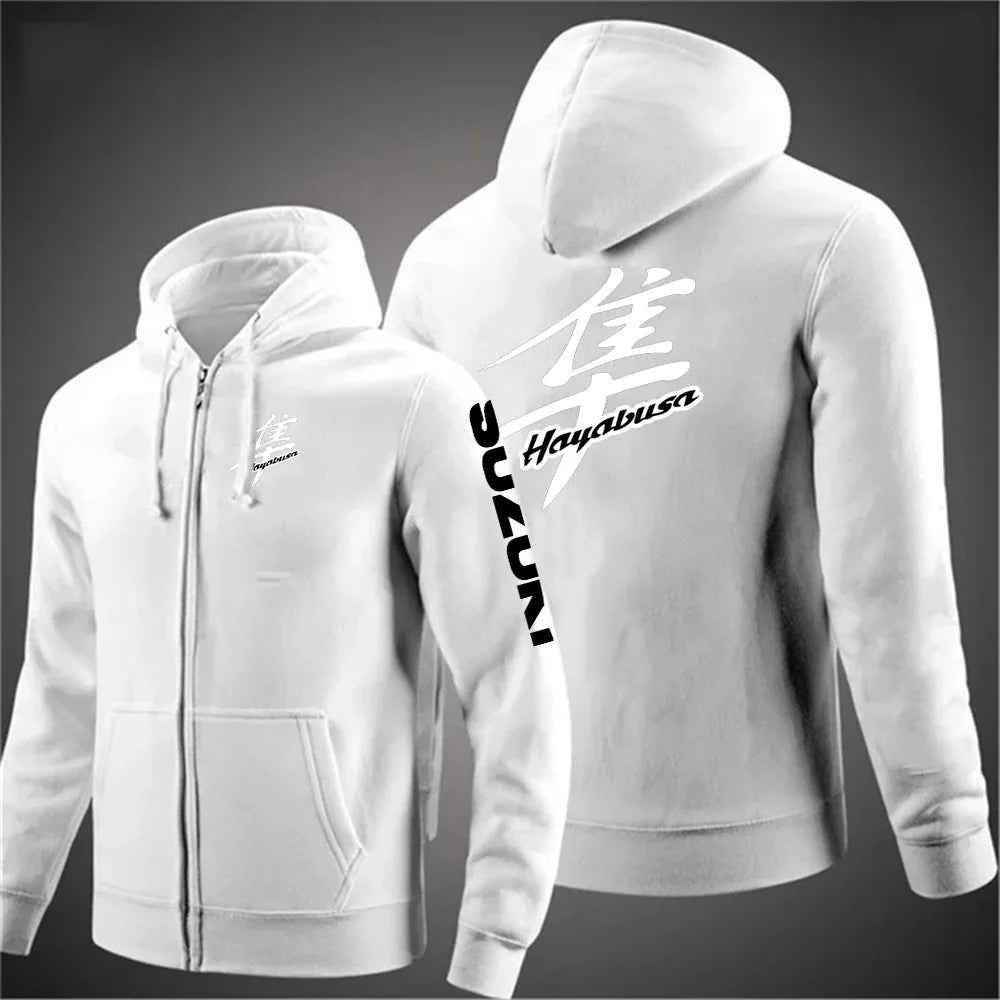 Suzuki Hayabusa Motorcykel Hoodie Herr – Dragkedja, Tryckt Logga, Vår & Höst