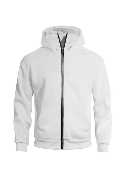 Autumn Men's Double-Layer Hooded Zip-Up Sweatshirt, Loose Casual Fit with Front Pockets, Ideal for Outdoor and Streetwear Style