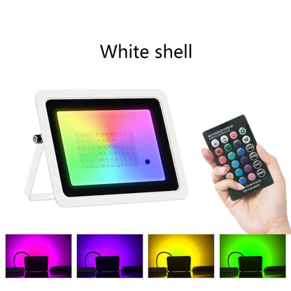 RGB LED Projektor Strålkastare IP68 – 20W/30W/50W/100W/200W, Svart/Vit, AC110V & AC220V, Fjärrkontroll