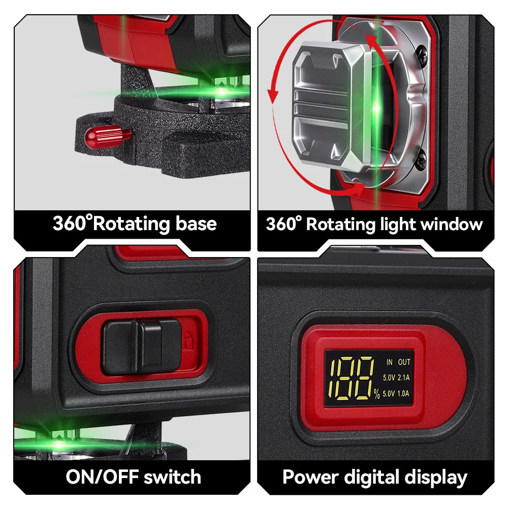 ONEVAN 4D 16 Lines Leveling Laser Levels Portable Rechargeable Professional Horizontal And Vertical Level With Tripod Power Tool