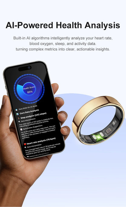 R21 Smart Ring Men Women Ultra-thin 5ATM Waterproof Sport Fitness Tracking AI Health Analysis Heart Rate Blood Oxygen Monioring