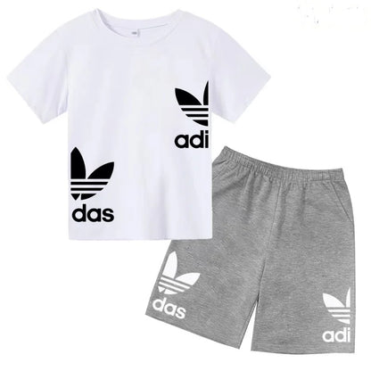 New Children Letter-Print Summer T-shirt Boy Girl Toddler3-12Years Short-Sleeved+Shorts Charming Casual Fashion Sports Brand Set