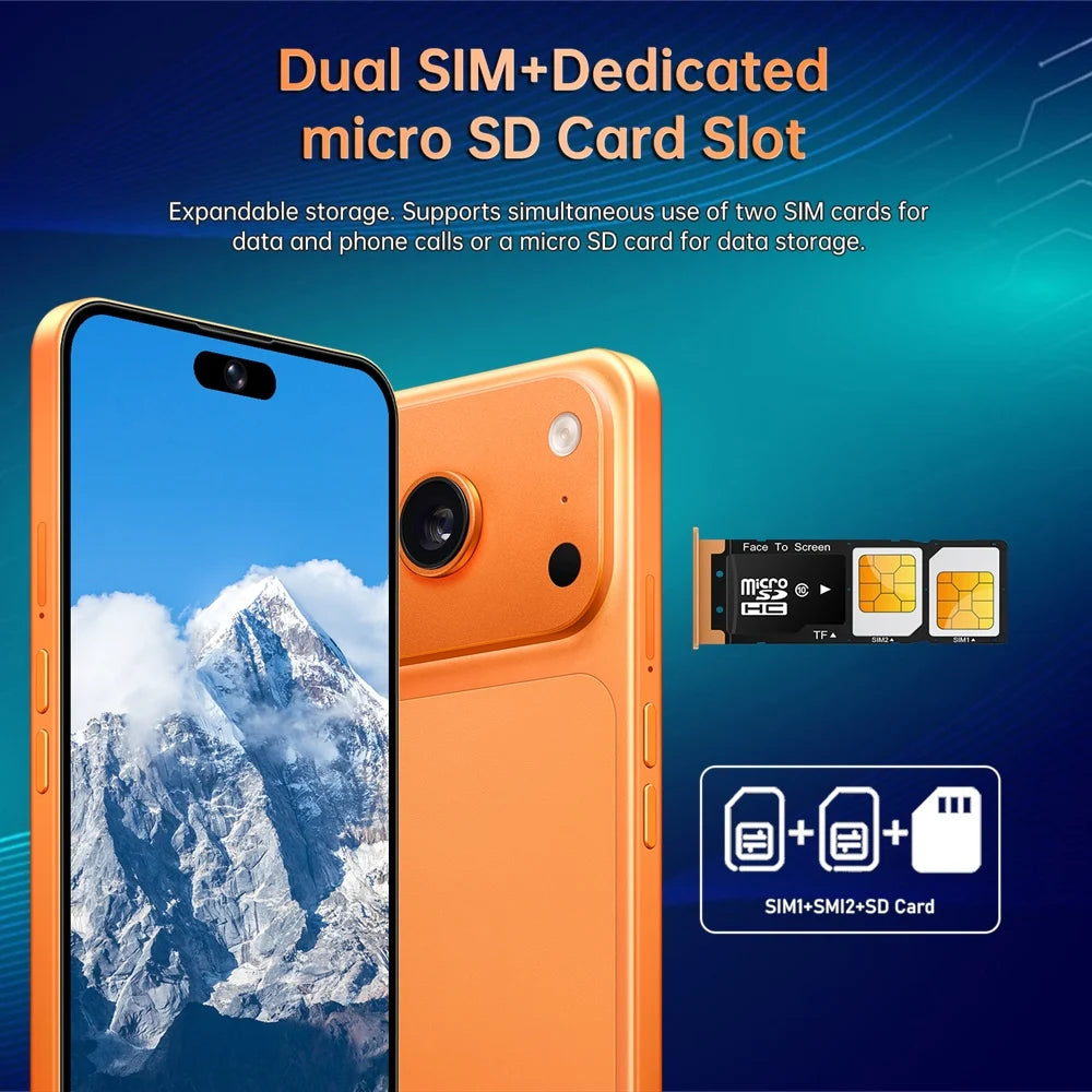 I18 Pro Max Mobile Phones Smartphone Android Smartphone 5G Cell phone 7.3 Inch 16 + 48MP AI Camera 7800mAh Global Version