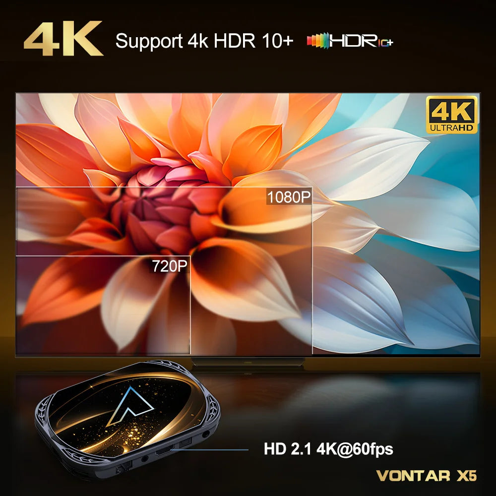 VONTAR X5 TV Box Android 14 Amlogic S905X5M(S905A) 4GB 128GB 32GB 64GB 1000M LAN Wifi6 4K AV1 Media Player TV Box Set Top Box