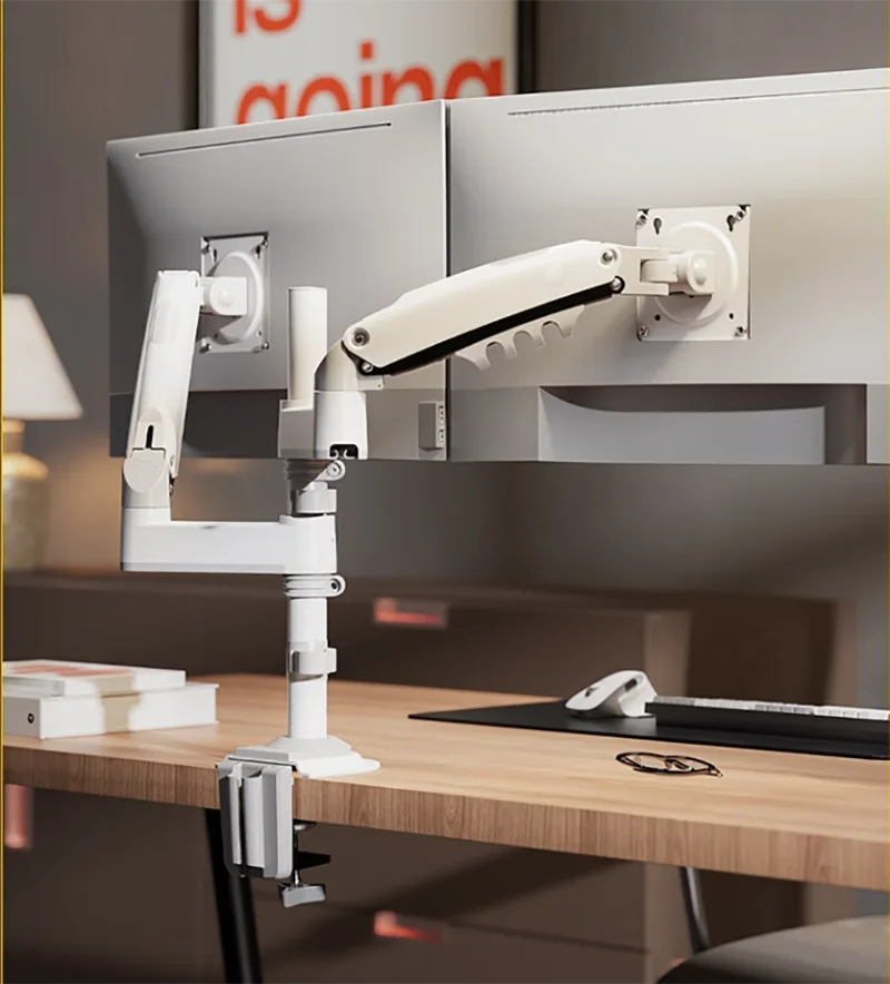 NB New H180 Full Motion 17'-27' Double Monitor Holder Gas Spring Arm LCD Mount Ergonomic Dual Arm Clamp Bracket 2-9kgs Each