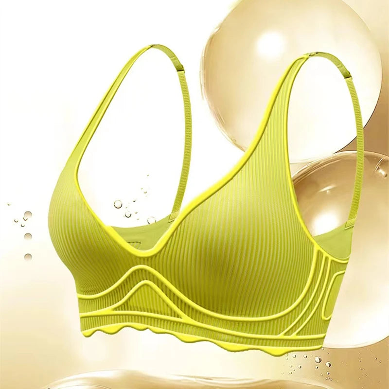 Dam Sömlös Randig BH – Push-up Trådlös Samlande Liten Byst Urhålad Design, 5 Färger S–XL