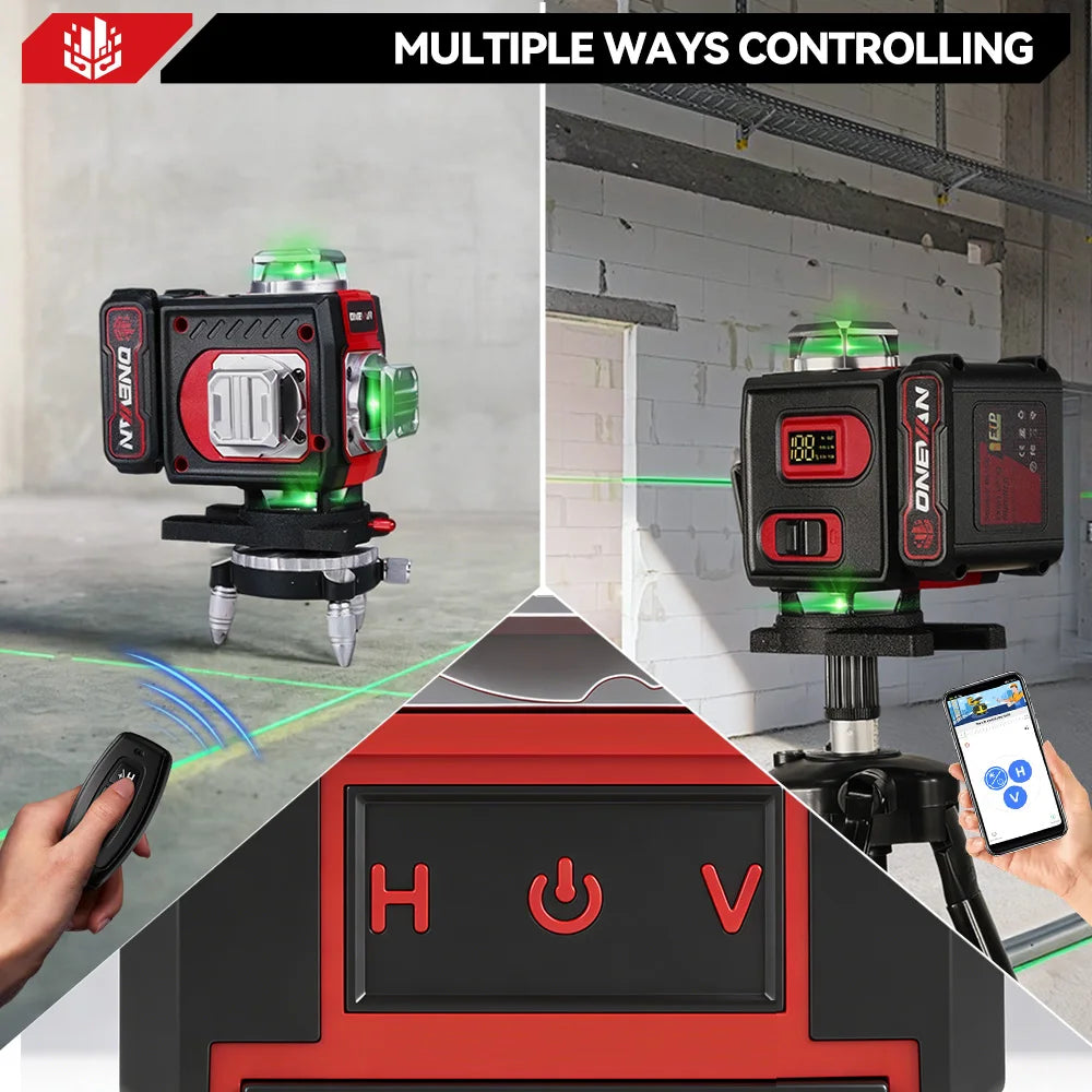 ONEVAN 4D 16 Lines Leveling Laser Levels Portable Rechargeable Professional Horizontal And Vertical Level With Tripod Power Tool