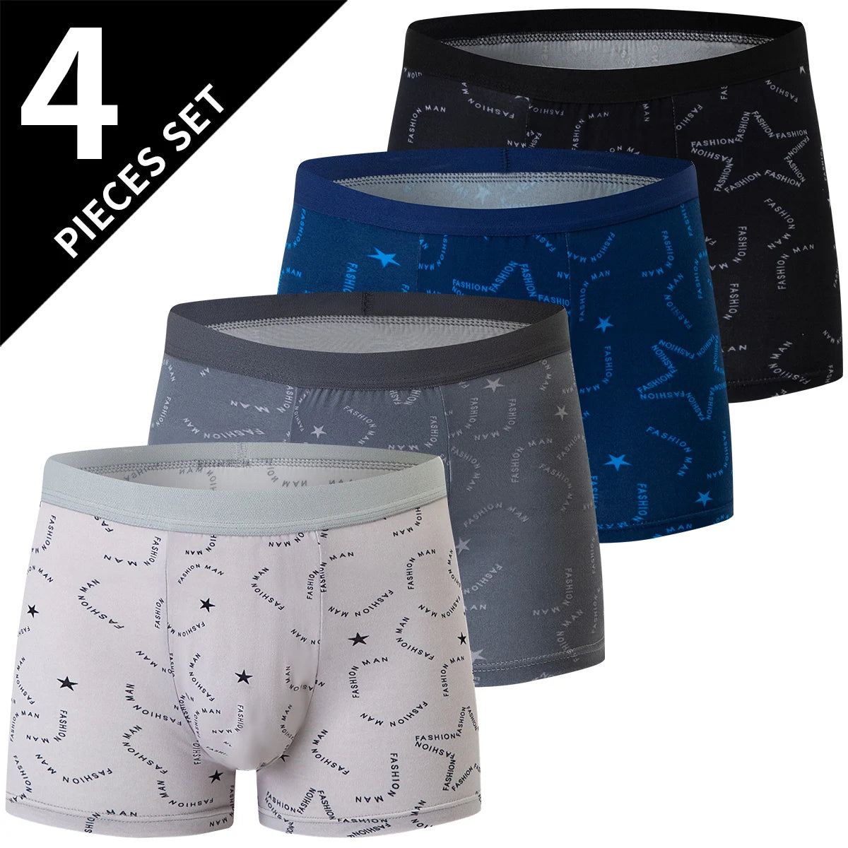 Herr Boxershorts 4/5-pack – Tryckta Plus Size Europeisk Storlek, Dubbel Användning Badshorts