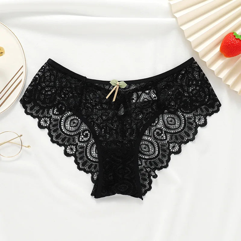Meet'r Women Sexy Lace Panties Low-Rise Temptation Lingerie Female G String Transparent Underwear Hollow Out Briefs Intimates