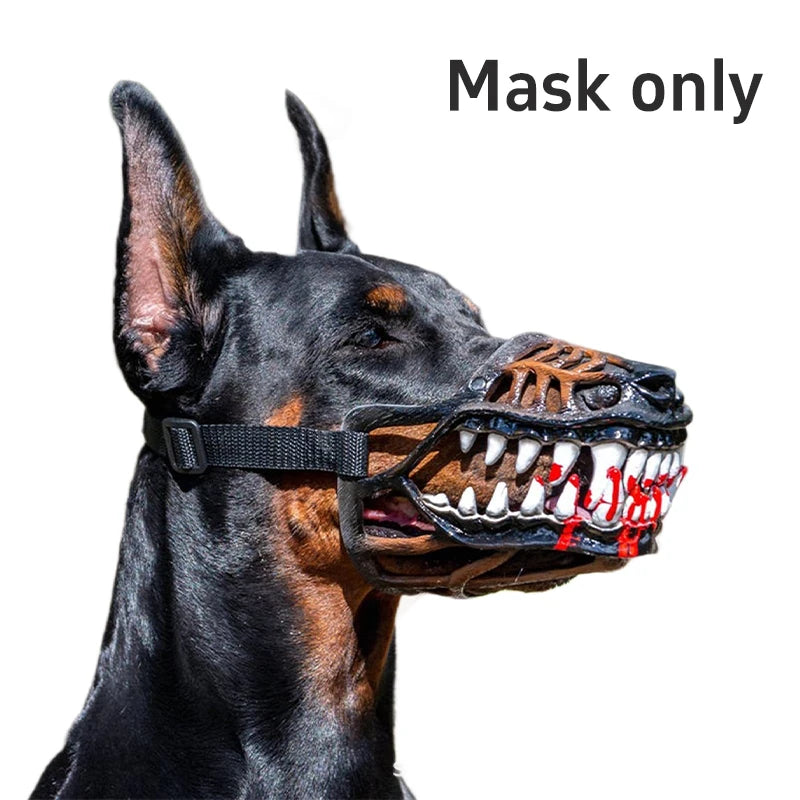 Latex Dog Mask With Blood In Pet Teeth Interesting Adjustable Elastic Cat Dog Mask Halloween Party Pet Dressing Headgear