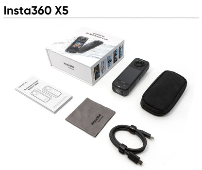 Insta360 X5 Waterproof Action Camera 8K 360° HDR Video Enhanced Low Light Replaceable Lenses 3H Battery Life Triple AI Chip