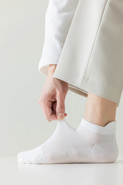 High Quality 5Pairs/Lot Men's Bamboo Fiber Socks Hand Link Short Mesh Breathable Ankle Socks Summer Male Socks
