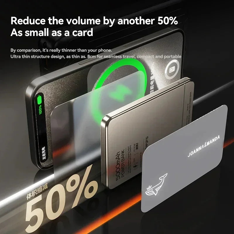 Lenovo 500000mAh Magnetic Power Bank Super Fast Charging for Magsafe Wireless External Battery Powerbank for iPhone Samsung