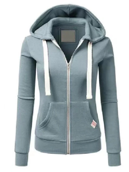 Autumn and Winter Hooded Sweatshirt for Women's Casual Streetwear, Zipper Sports Shirt, Long Sleeved Jacket, Hoodie Top, Hooded