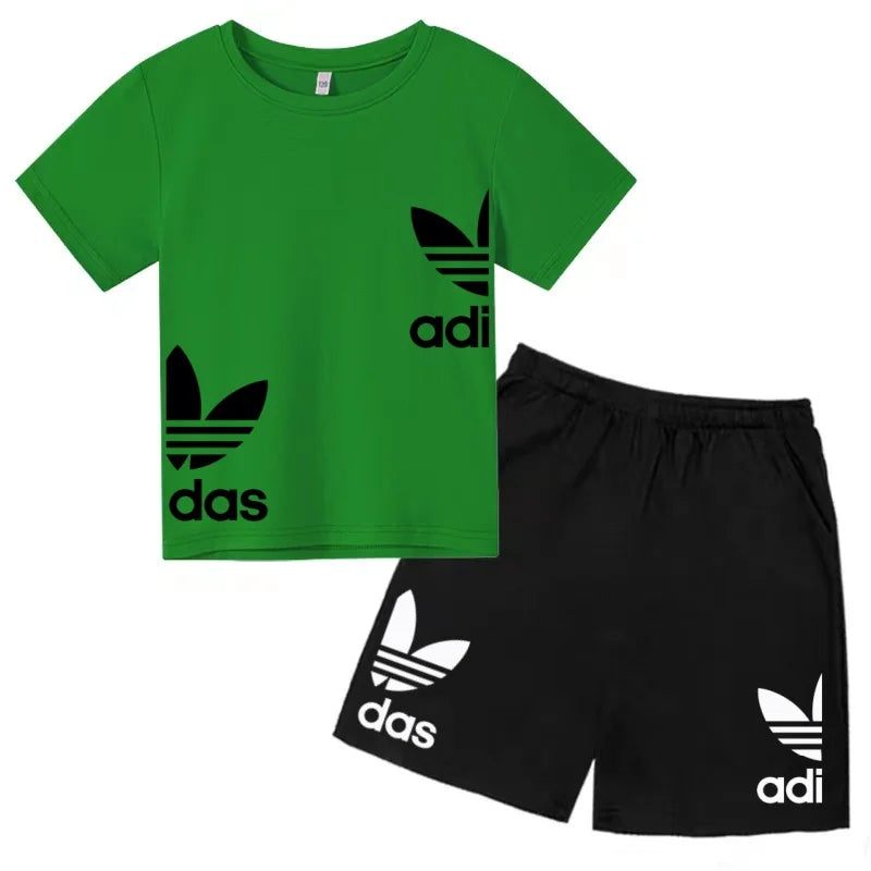 New Children Letter-Print Summer T-shirt Boy Girl Toddler3-12Years Short-Sleeved+Shorts Charming Casual Fashion Sports Brand Set