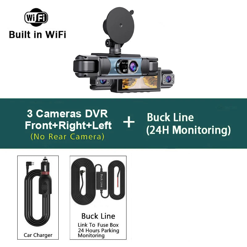 WIFI 4-Channel Car DVR Dash Cam With 4 Cameras Full HD 1080P Video Recorder Night Vision Black Box Cabin Camera 24H Parking