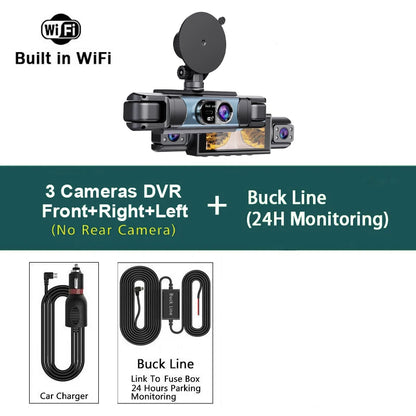 WIFI 4-Channel Car DVR Dash Cam With 4 Cameras Full HD 1080P Video Recorder Night Vision Black Box Cabin Camera 24H Parking