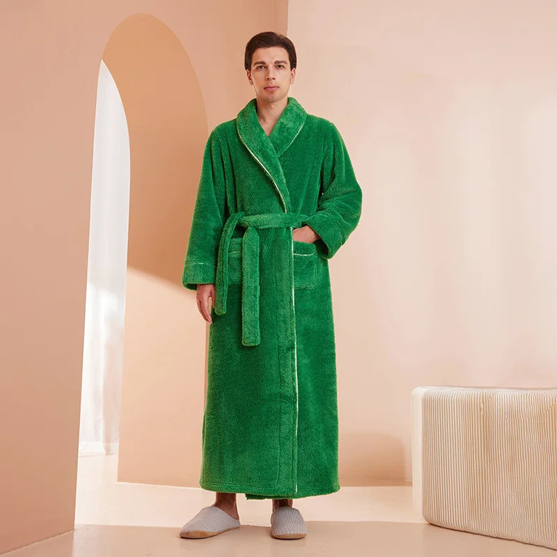 Female Autumn and Winter Warm Long Flannel Thick Couple Bath Bathrobes Men Women Pajamas Shower Robe Bath Towels For Adults