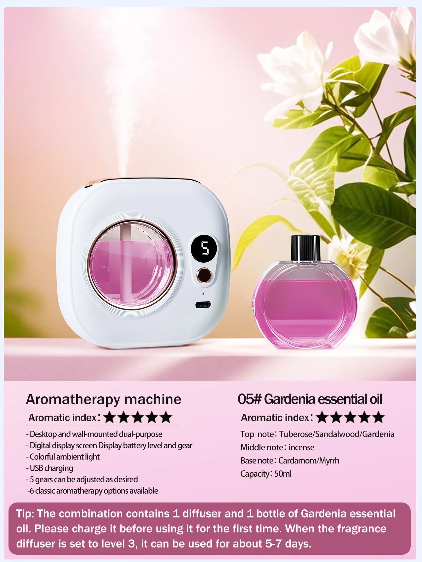 Rechargeable automatic aroma diffuser, essential oil diffuser, aroma essential oil, hotel bathroom aroma machine gift