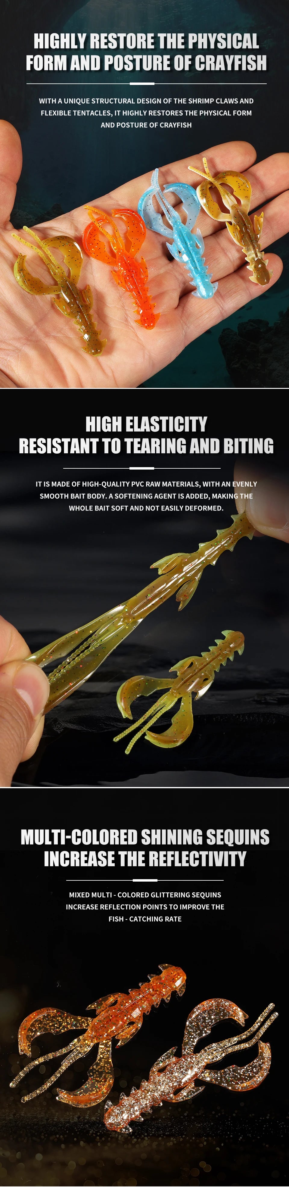 Supercontinent Crazy Lures 65mm/10pcs 40mm/20pcs Soft Lure Fishing Lures Shrimp Lobster Soft Plastic Lure Fishing Lures