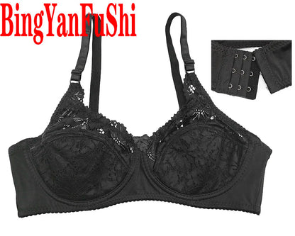 Sexy Lace Women Bra Top Full Cup Minimizer Floral Large Chest Big Bust Bh Thin Padded Cotton Bralette Underwire Push Up Bras C27