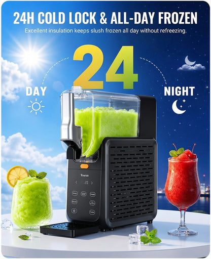 Slushie Maker 2.8L Large Capacity Slush Machine, 15 Mins Fast Cooling Cycle, 5 Preset Programs, One-Touch Auto Clean Function, Multifunctional Slush Machine for Slush Drinks, Milkshakes, Frozen Cocktails, Smoothies