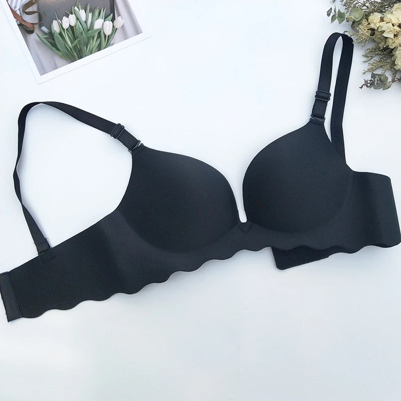 Women Seamless Push Up Bras Solid Wire Free Lingerie Not Empty Cup Bralette Female Intimate Comfort Bra French Fashion Underwear
